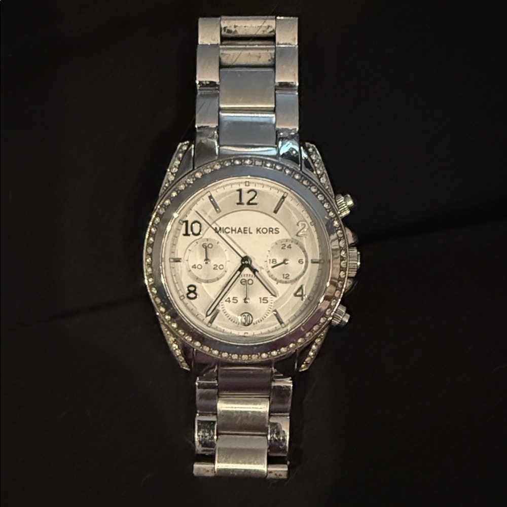 Michael Kors Shimmering Silver Chronograph Watch